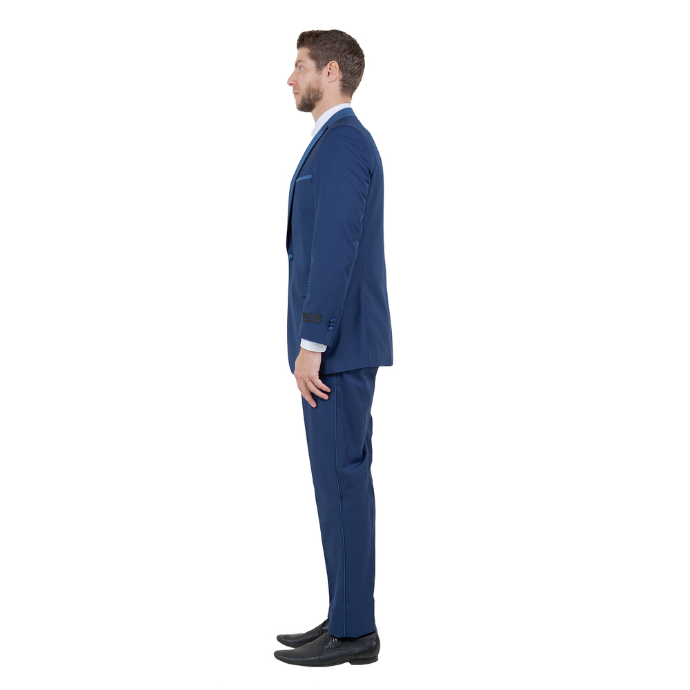 Slim Fit 2pc Tuxedo w/ Satin Peak Lapel by Bryan Michaels, Cobalt - Picture 2 of 4